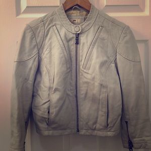 Cropped real leather jacket
